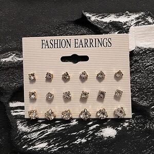 Elegant Gold and Silver Fashion Studded Earrings Set
